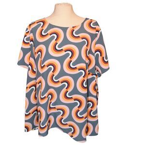 ModCloth 3X Retro Swirl Groovy Print Blouse Geometric Seretonin Dress Top Blouse